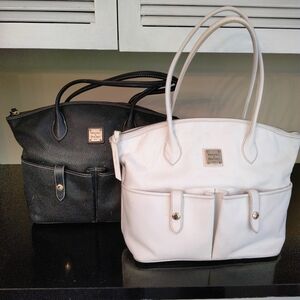 (2) Vintage Dooney & Bourke Crescent Tote Pebble Leather Handbags